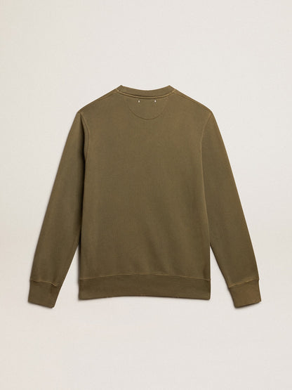 Men's olive green sweatshirt with Golden lettering | Golden Goose