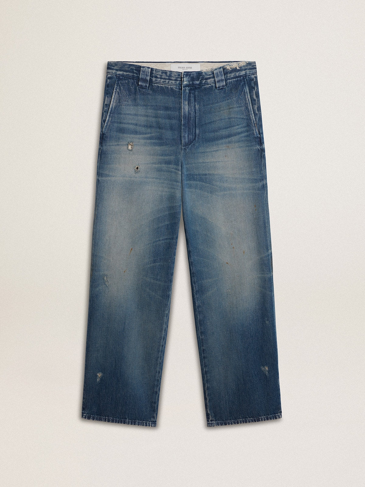 Men's denim chinos with distressed details | Golden Goose