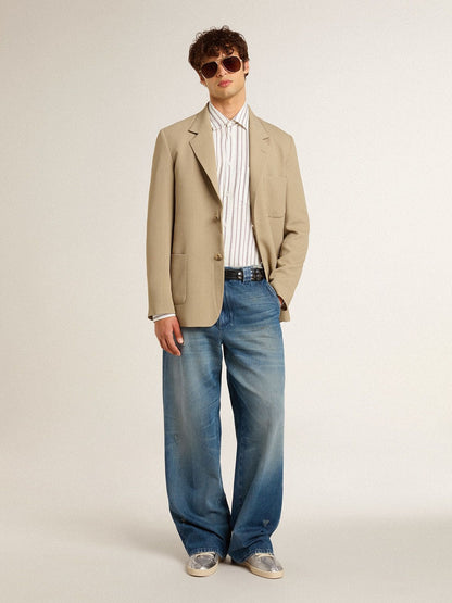 Men's denim chinos with distressed details | Golden Goose
