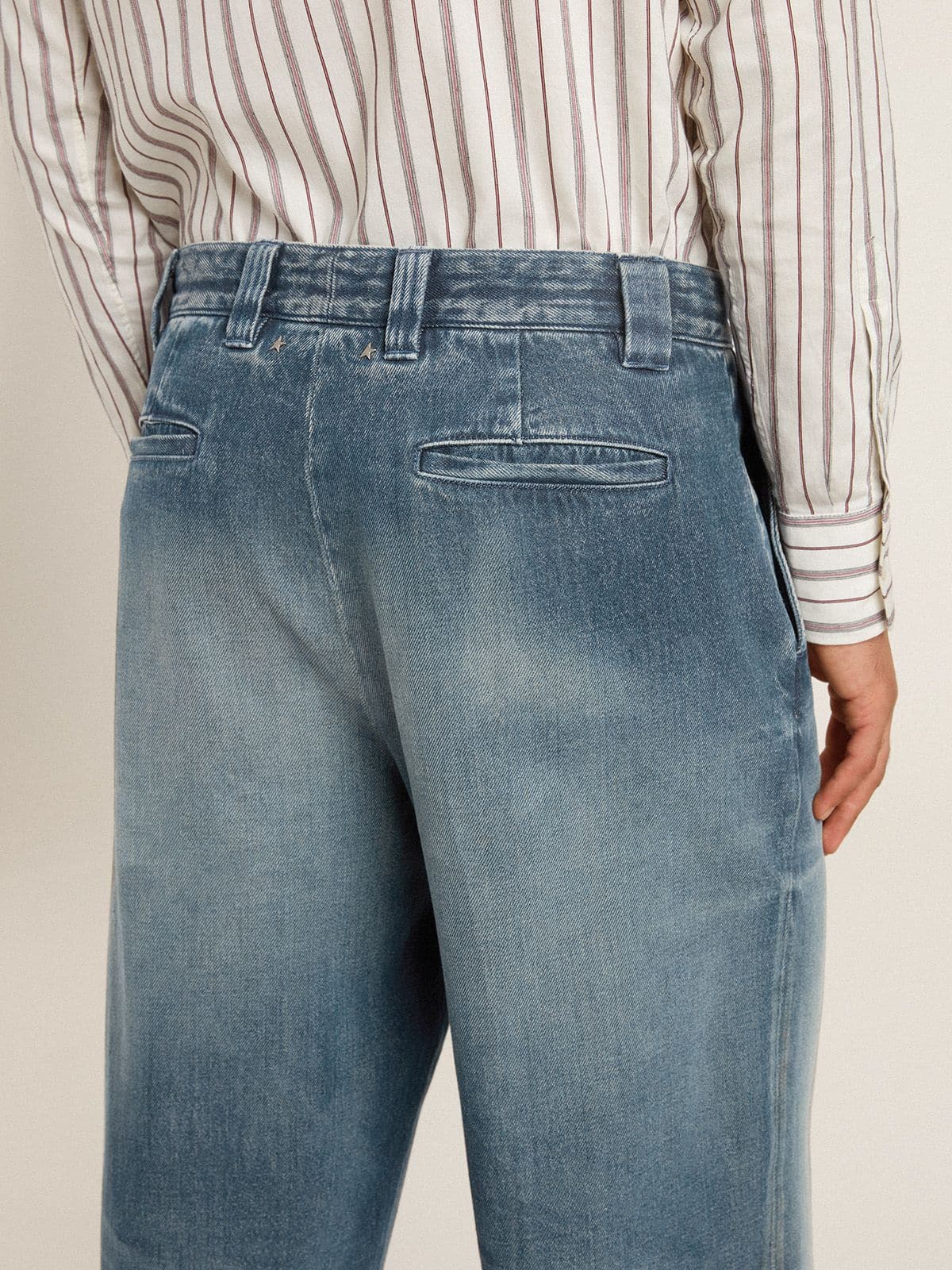 Men's denim chinos with distressed details | Golden Goose