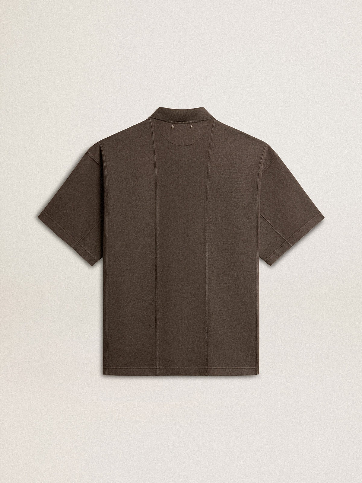 Men's cotton polo shirt in anthracite gray with embroidery | Golden Goose