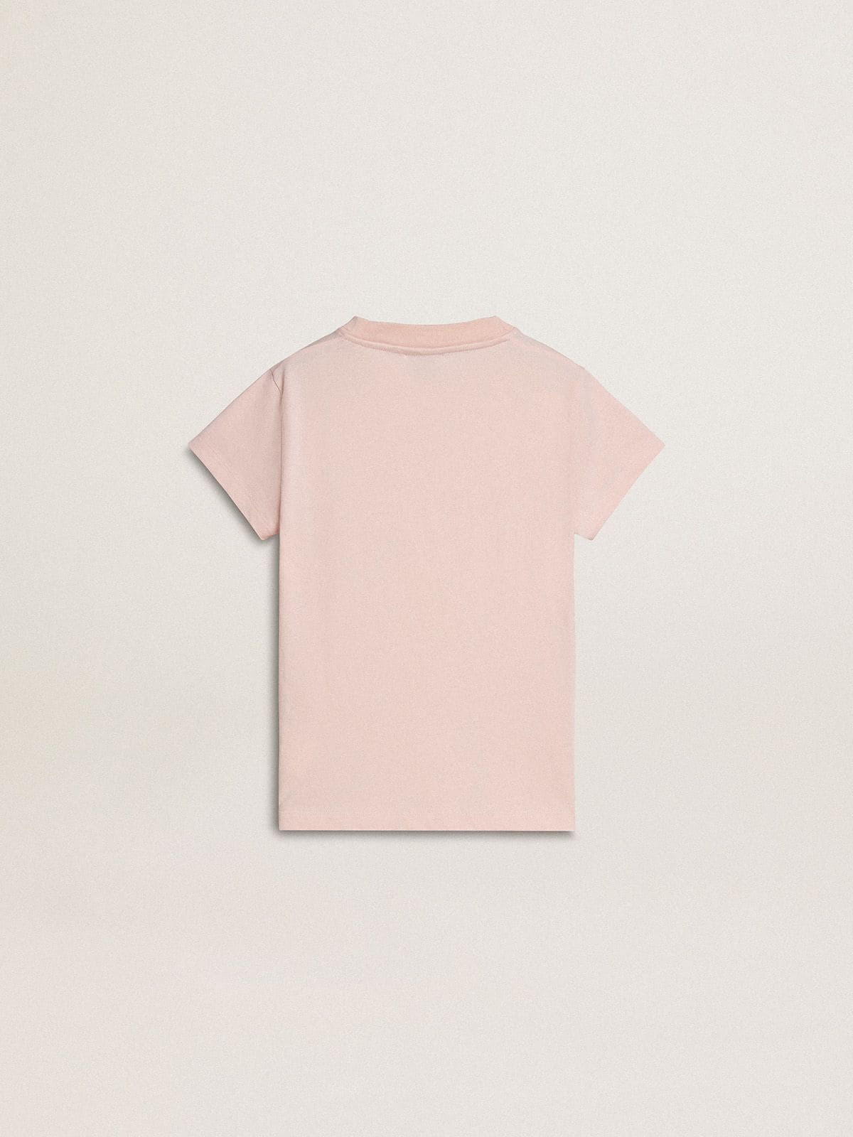 Girls' pink T-shirt with pink print on the front | Golden Goose