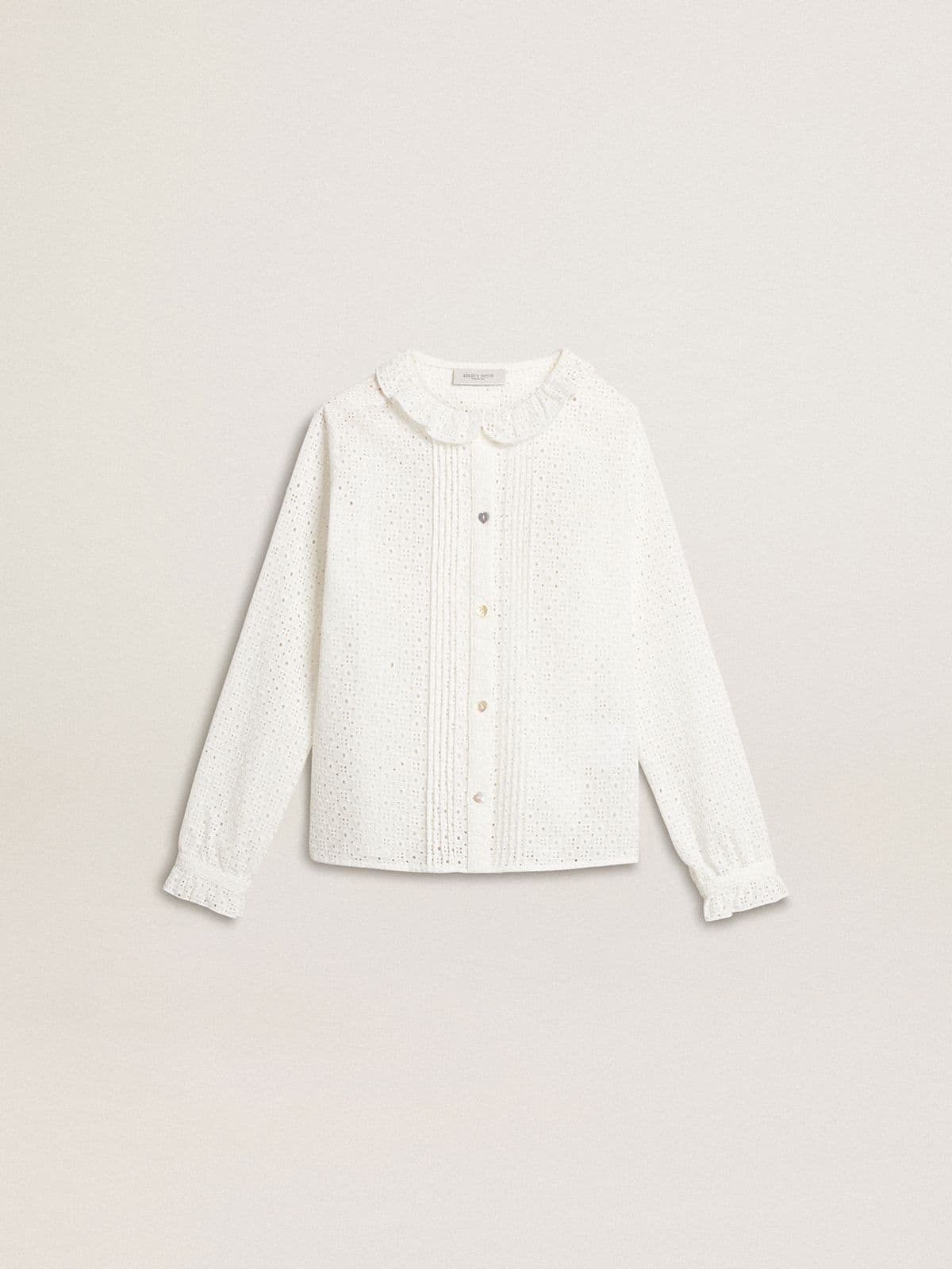 Girls' white broderie anglaise cotton shirt | Golden Goose