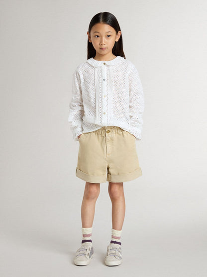 Girls' white broderie anglaise cotton shirt | Golden Goose