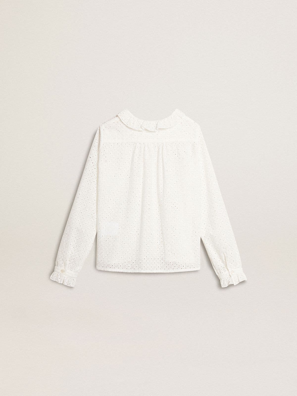 Girls' white broderie anglaise cotton shirt | Golden Goose