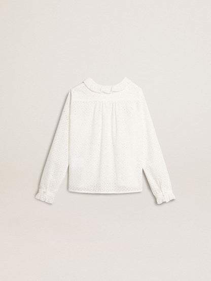 Girls' white broderie anglaise cotton shirt | Golden Goose