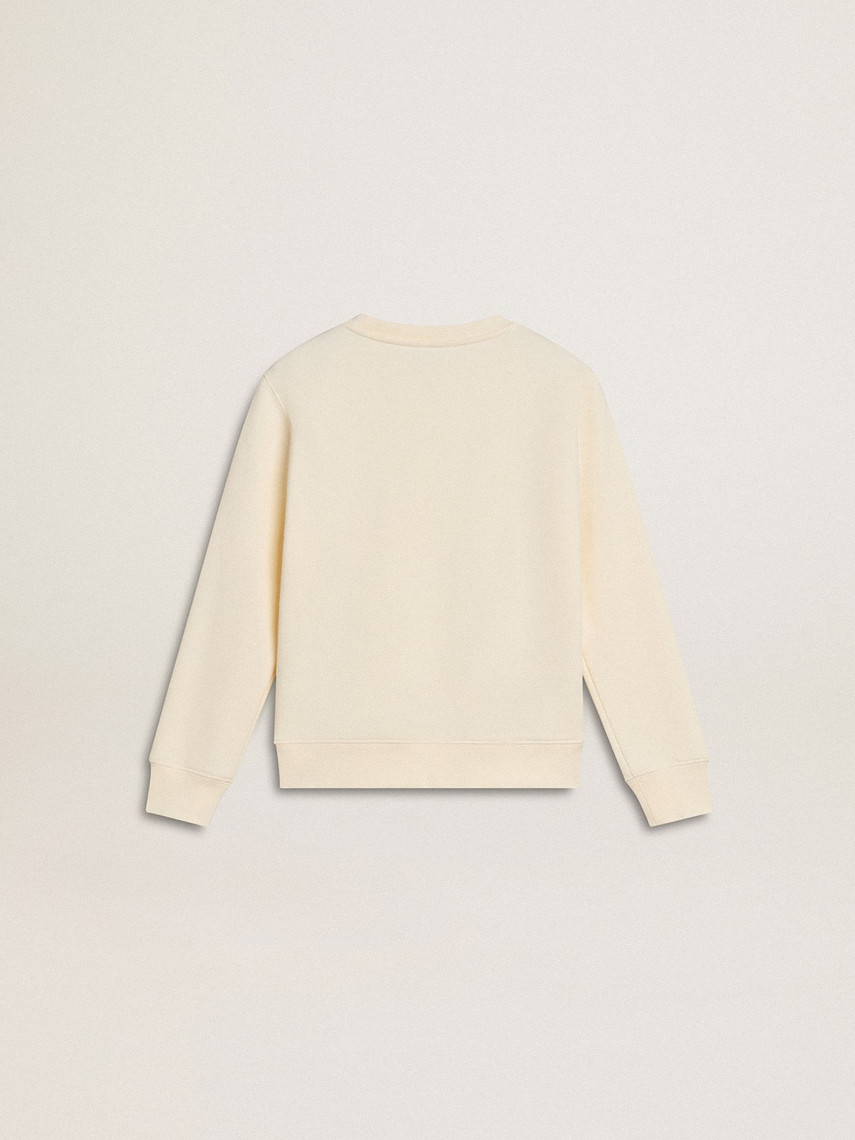 Sweatshirt in aged white with multicolor Golden lettering on the front | Golden Goose