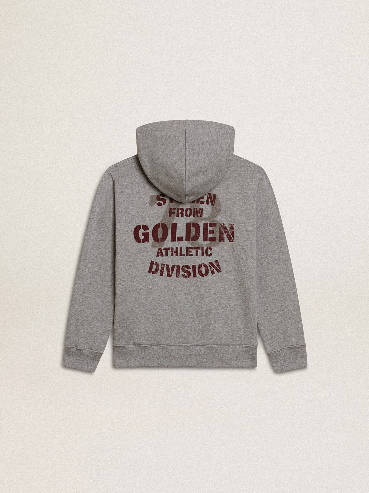 Gray melange hooded sweatshirt with print on the back | Golden Goose
