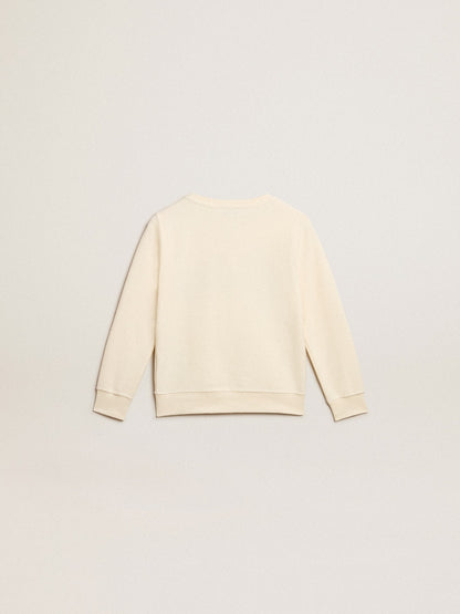Sweatshirt in aged white with multicolor Golden lettering on the front | Golden Goose