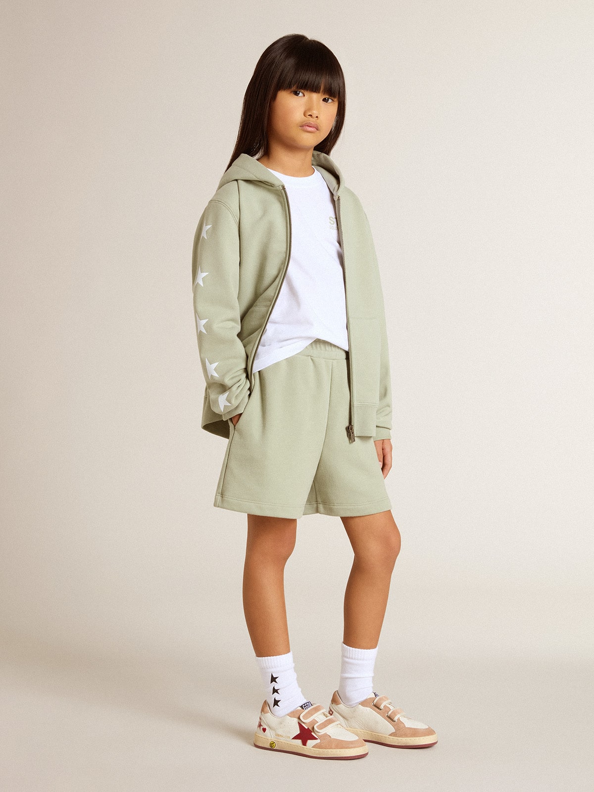 Light green shorts with white star | Golden Goose