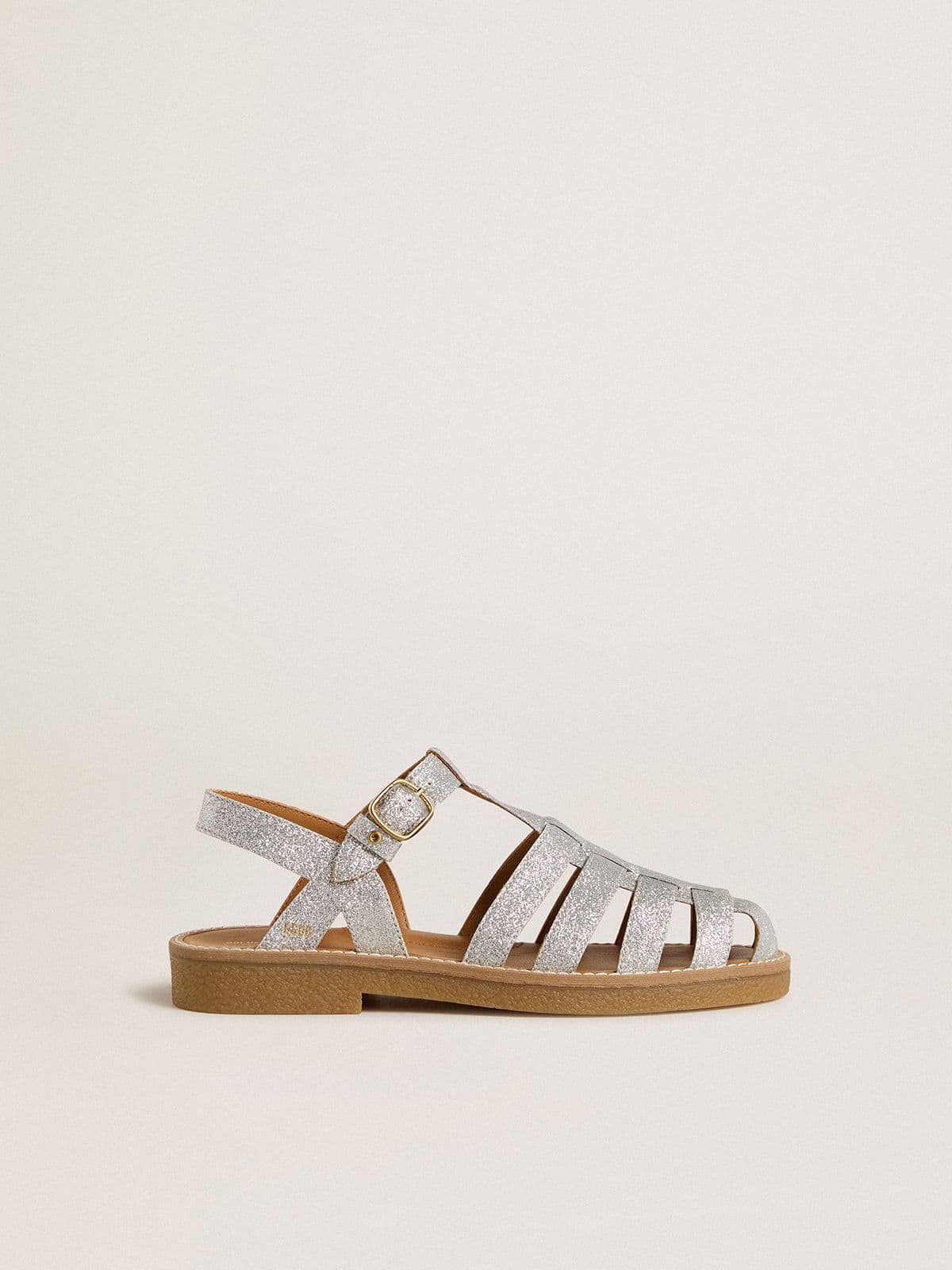 Maxime Young sandals in silver micro-glitter | Golden Goose