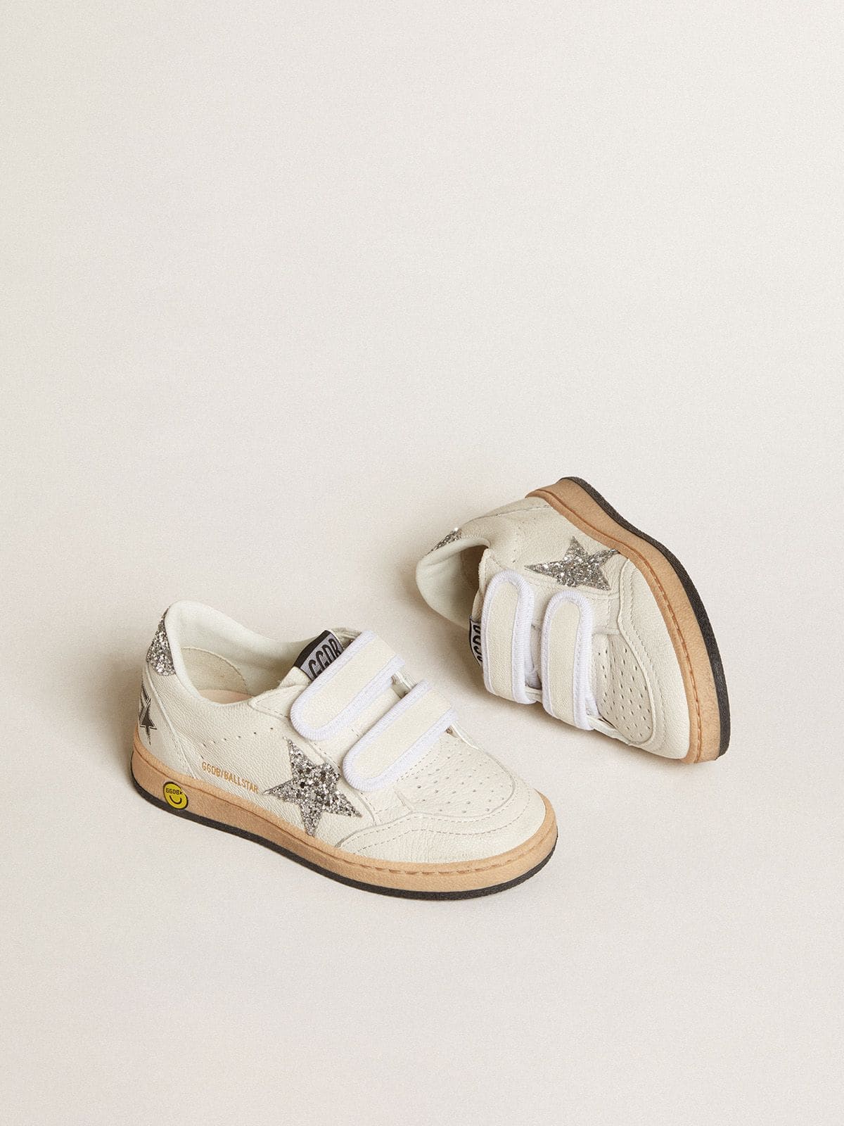 Young Ball Star in nappa with silver glitter star and heel tab | Golden Goose