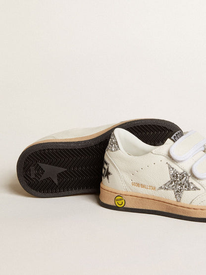 Young Ball Star in nappa with silver glitter star and heel tab | Golden Goose