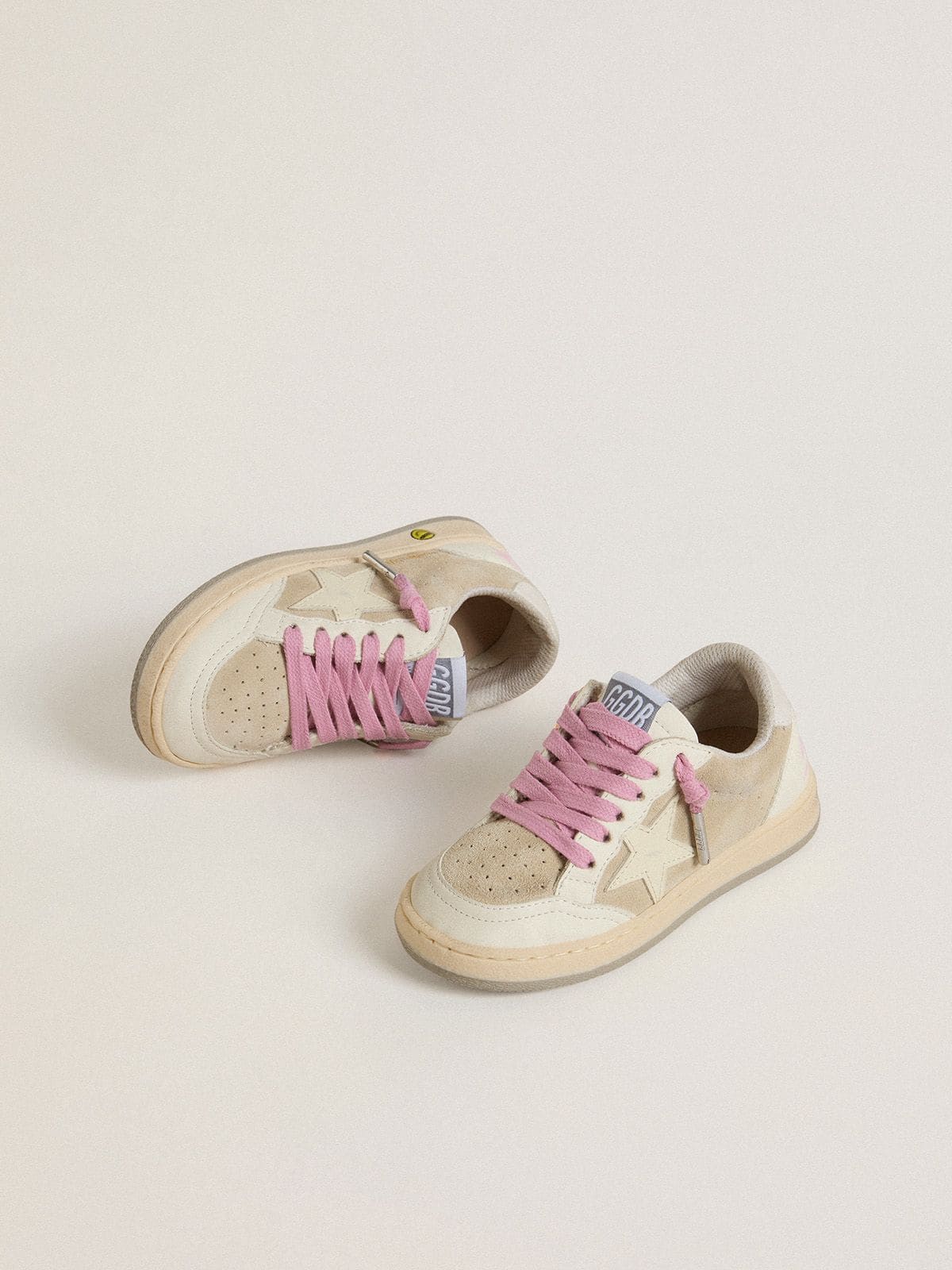 Young Ball Star in pearl suede with leather star and heel tab | Golden Goose