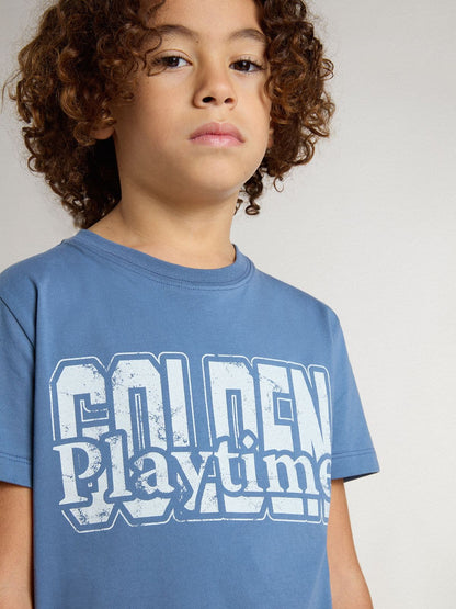 Boys' blue T-shirt with white print | Golden Goose