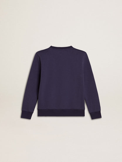 Blue-violet sweatshirt with Golden Goose lettering on the front | Golden Goose