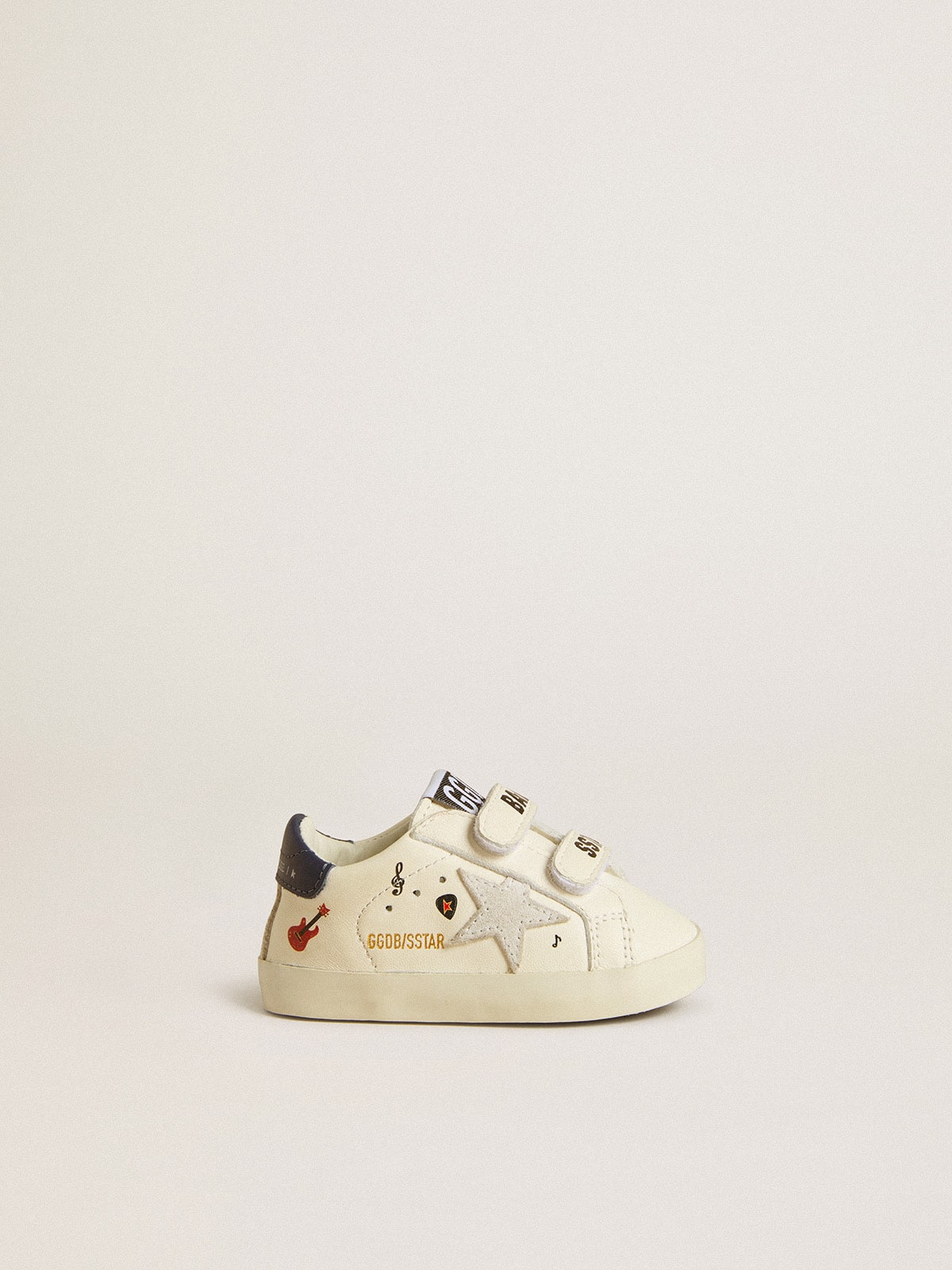 Baby School in nappa leather with musical print and white suede star | Golden Goose